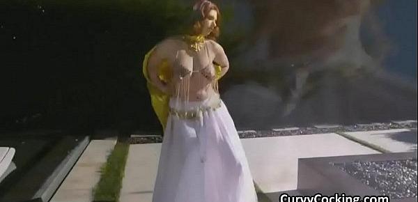  Curvy ginger belly dancer drilled by lucky stud